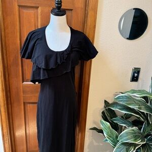 Lutz & Patmos Elegant Asymmetrical Black Dress with Ruffle Detail Size M